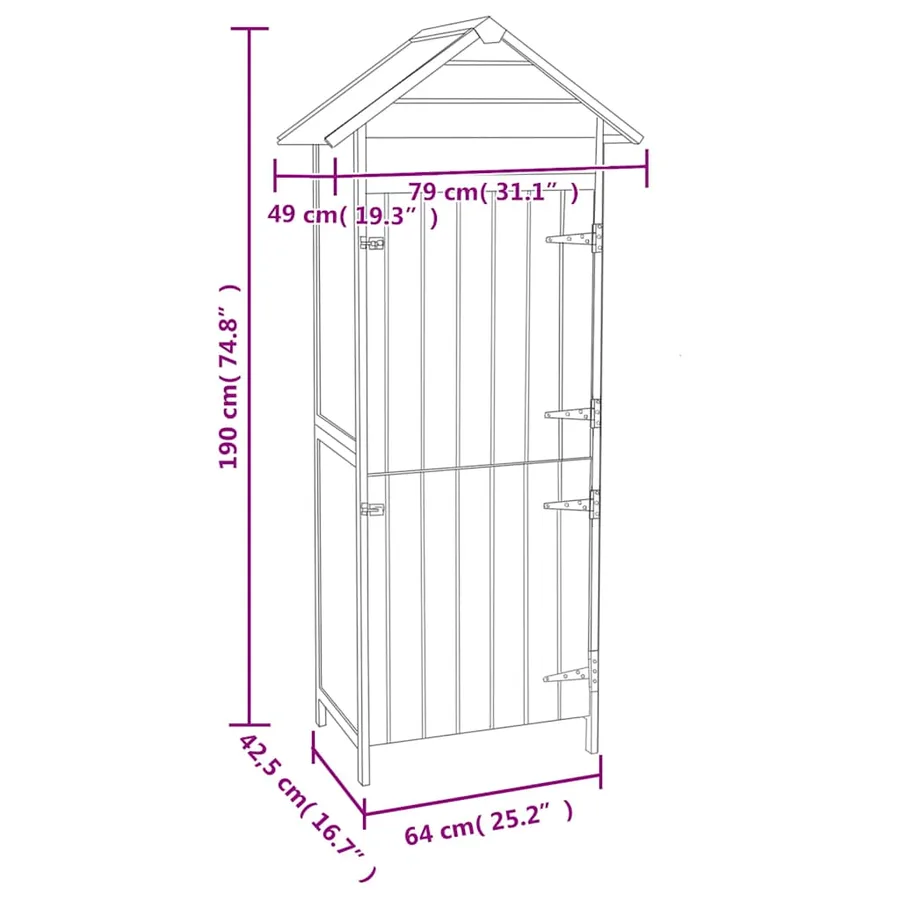 Armoire de rangement de jardin Marron 42,5x64x190 cm - 10