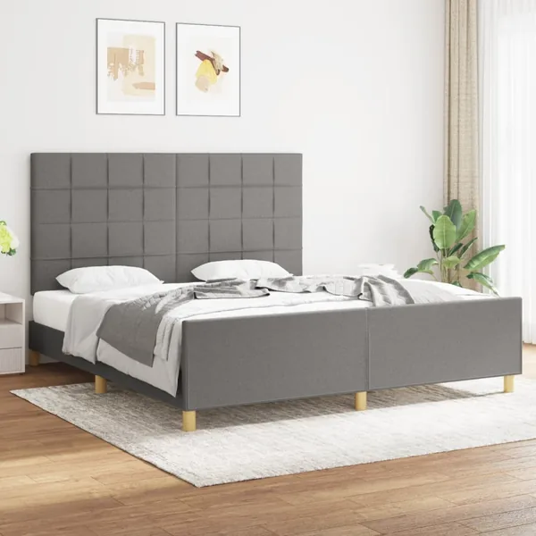 Cadre de lit sans matelas gris foncé 180x200 cm tissu