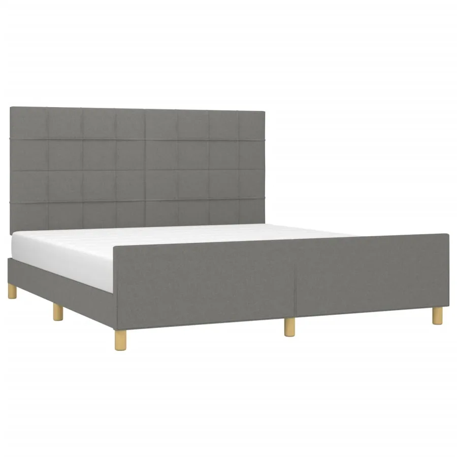 Cadre de lit sans matelas gris foncé 180x200 cm tissu - 3