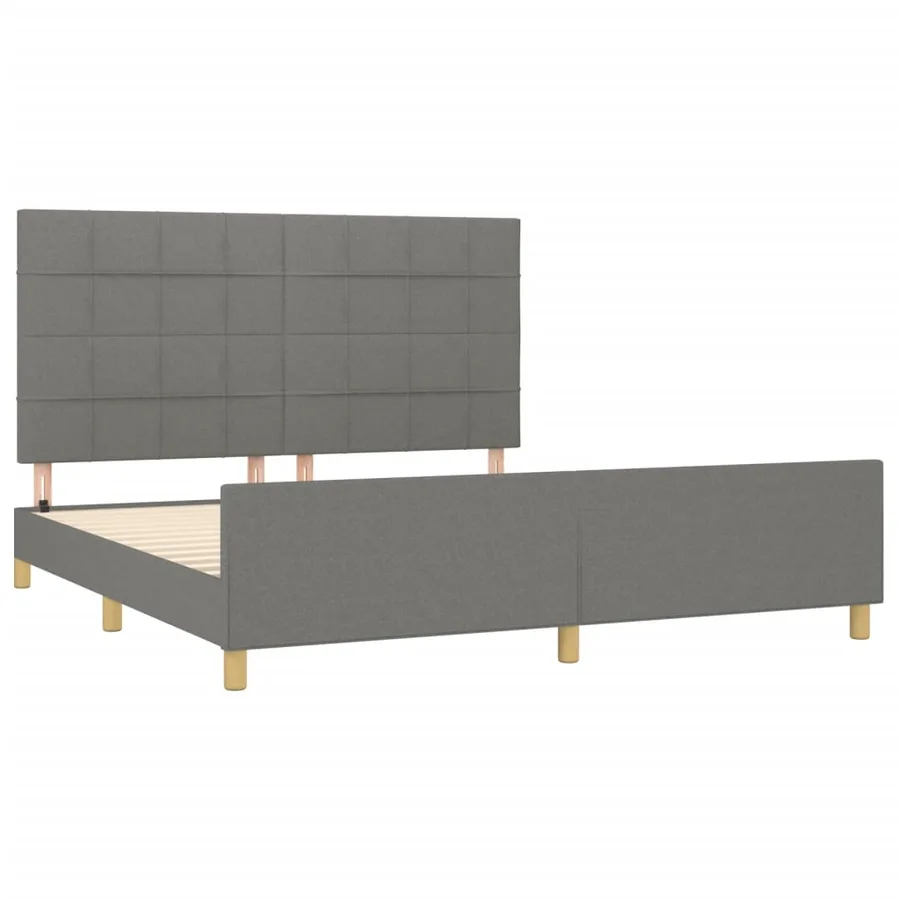 Cadre de lit sans matelas gris foncé 180x200 cm tissu - 4