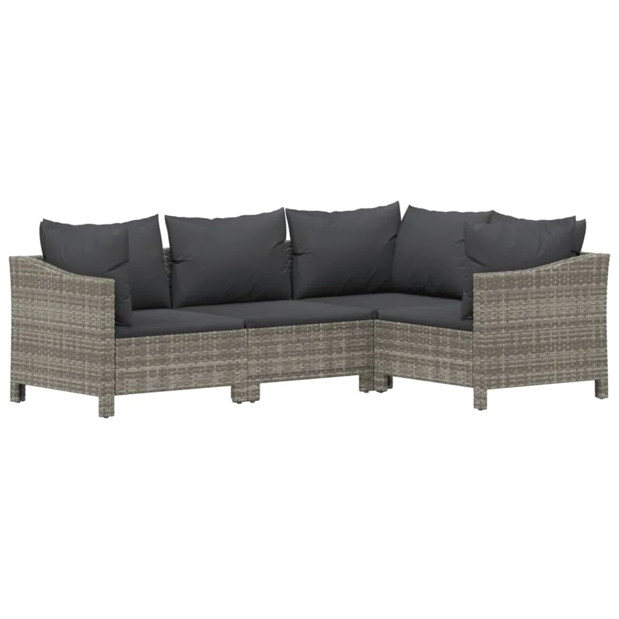 Salon de jardin 5 pcs avec coussins Gris Résine tressée - 5