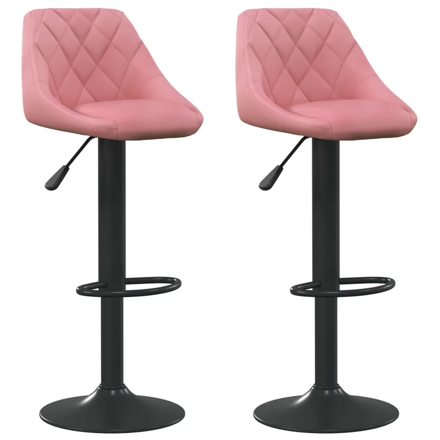 Tabourets de bar lot de 2 rose velours - 2
