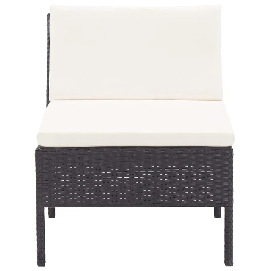 Salon de jardin 6 pcs avec coussins résine tressée noir - 10