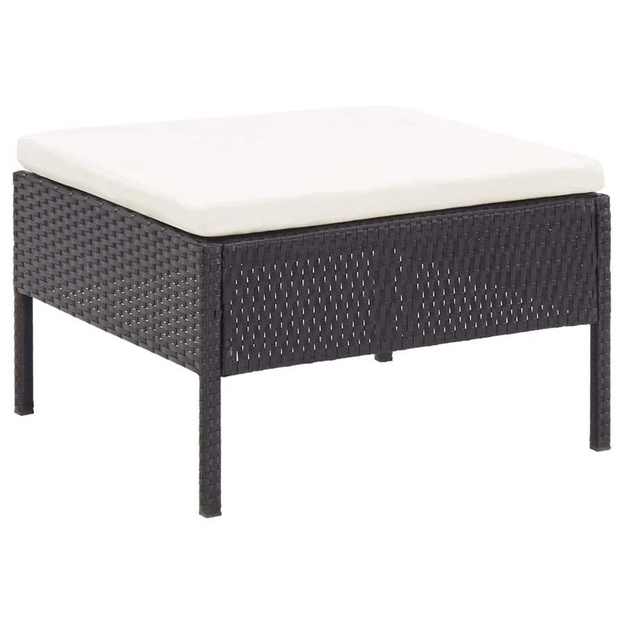 Salon de jardin 6 pcs avec coussins résine tressée noir - 11