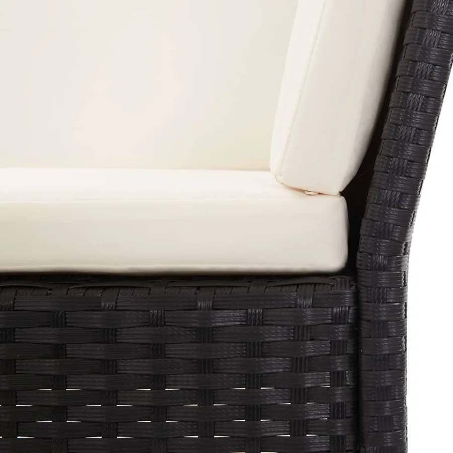 Salon de jardin 6 pcs avec coussins résine tressée noir - 14