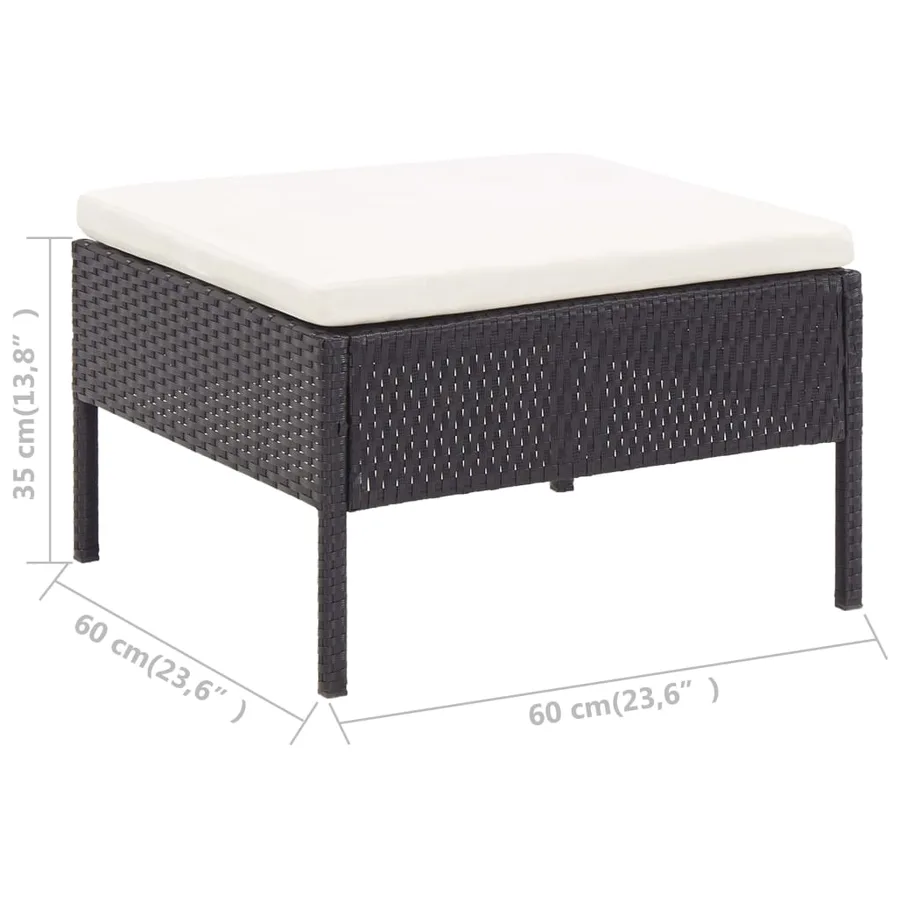 Salon de jardin 6 pcs avec coussins résine tressée noir - 16