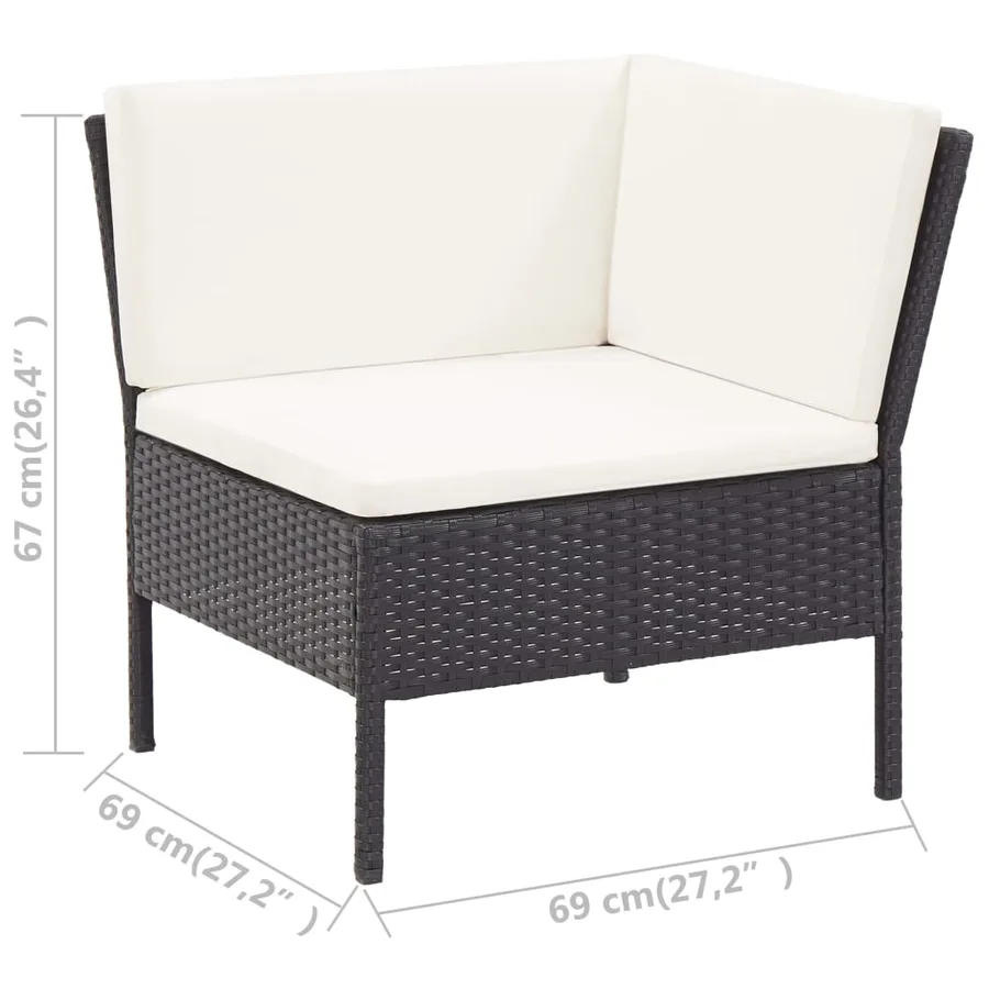 Salon de jardin 6 pcs avec coussins résine tressée noir - 17