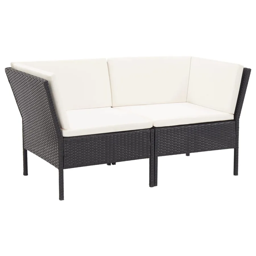 Salon de jardin 6 pcs avec coussins résine tressée noir - 3