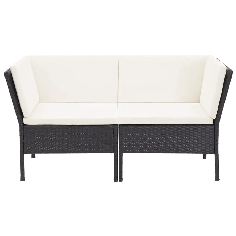 Salon de jardin 6 pcs avec coussins résine tressée noir - 4