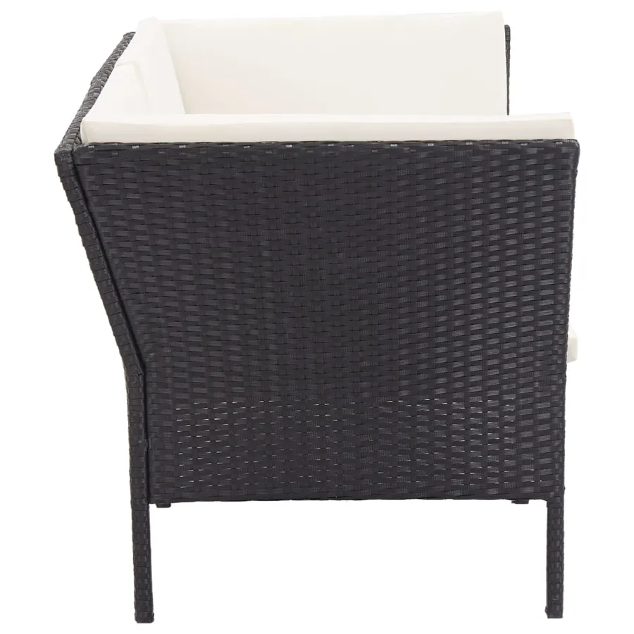 Salon de jardin 6 pcs avec coussins résine tressée noir - 5