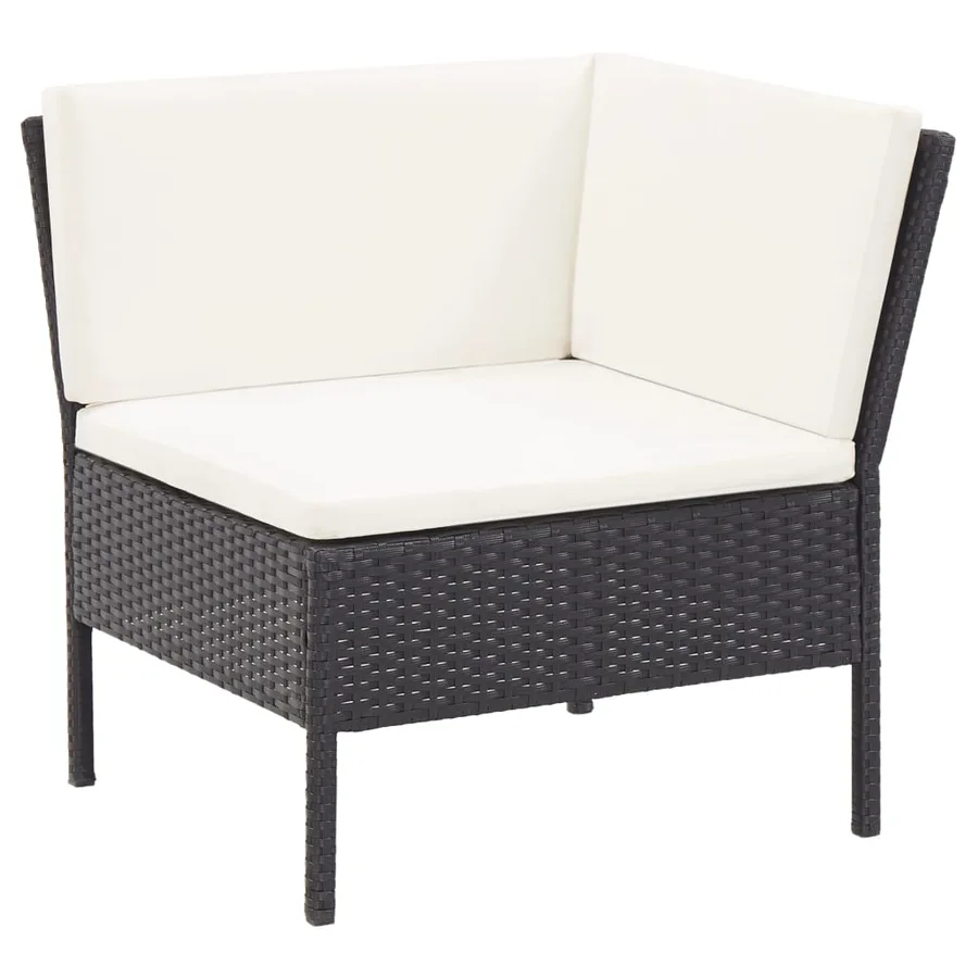 Salon de jardin 6 pcs avec coussins résine tressée noir - 6