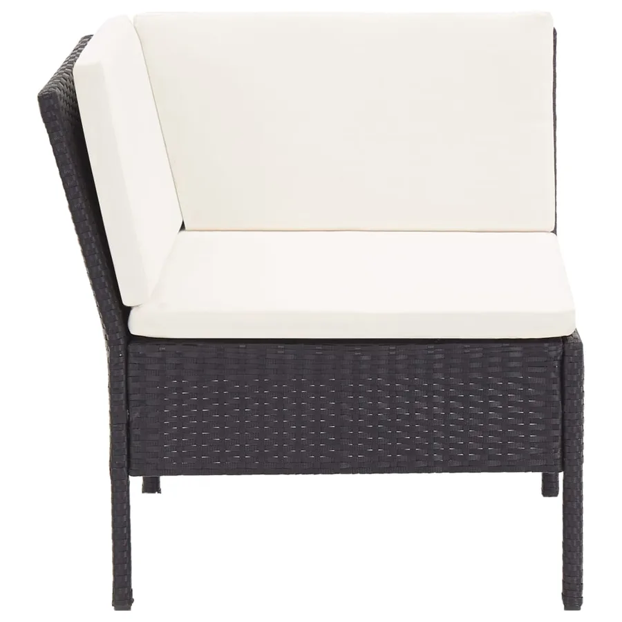 Salon de jardin 6 pcs avec coussins résine tressée noir - 7