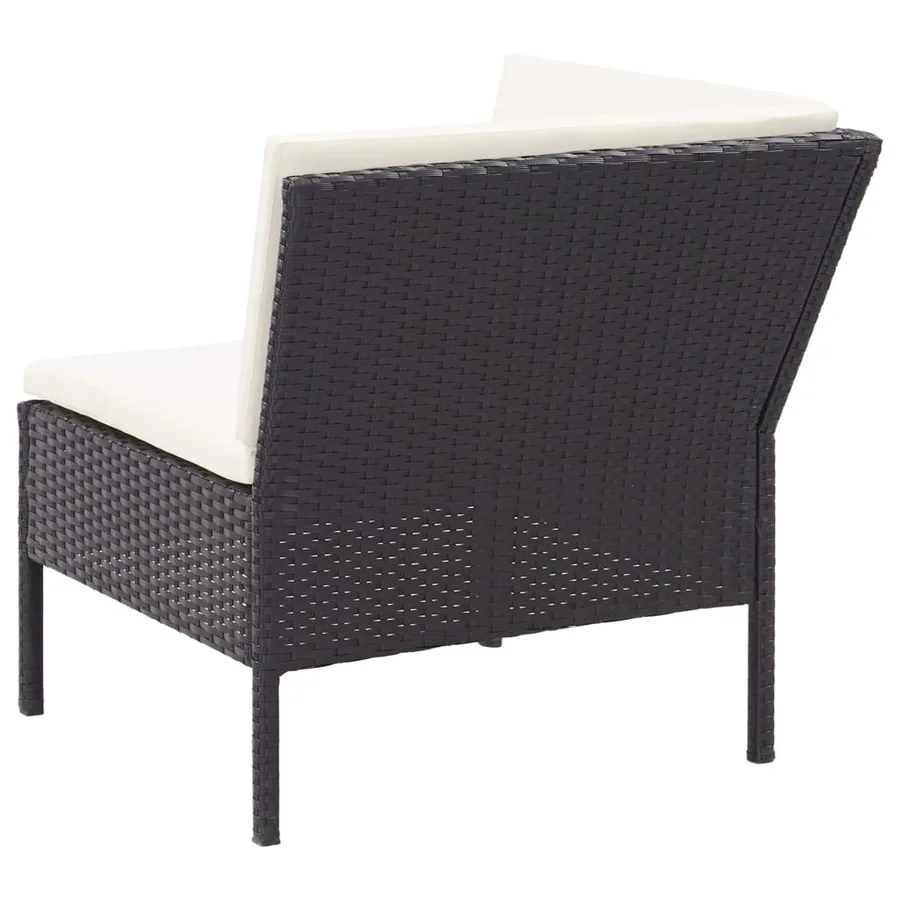Salon de jardin 6 pcs avec coussins résine tressée noir - 8