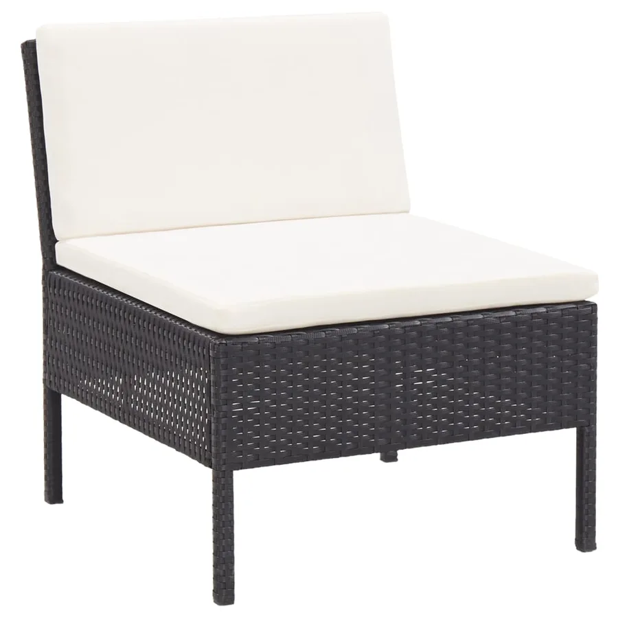Salon de jardin 6 pcs avec coussins résine tressée noir - 9