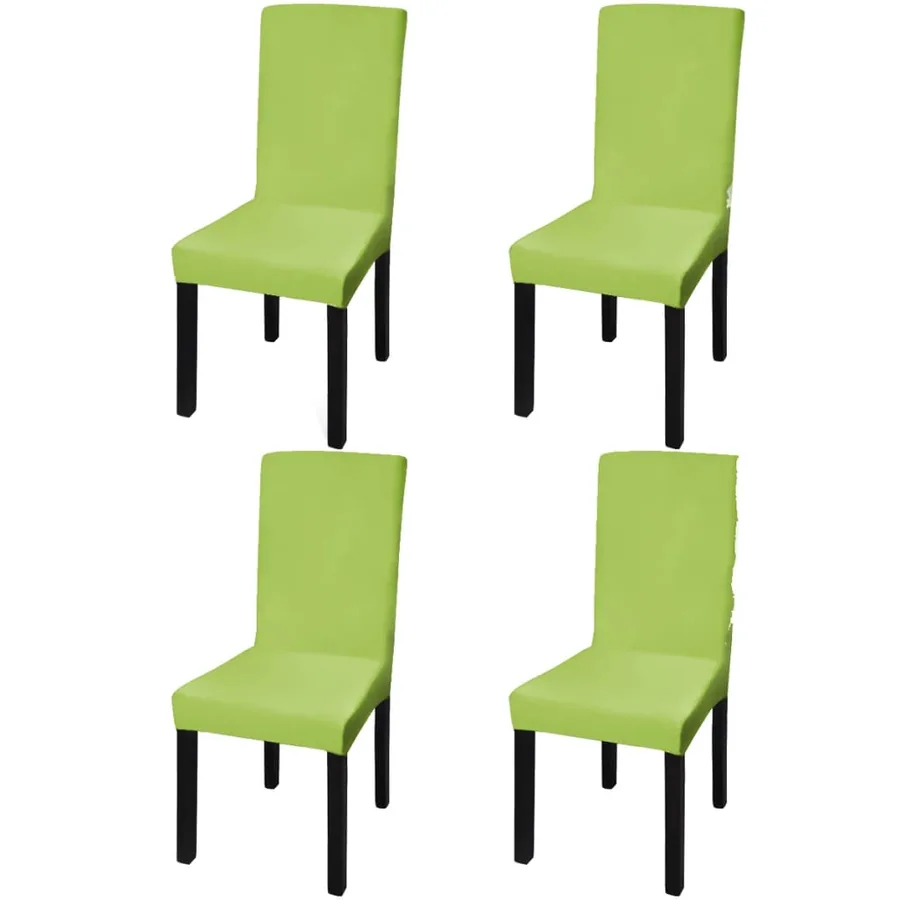 Housse de chaise droite extensible 4 pcs vert