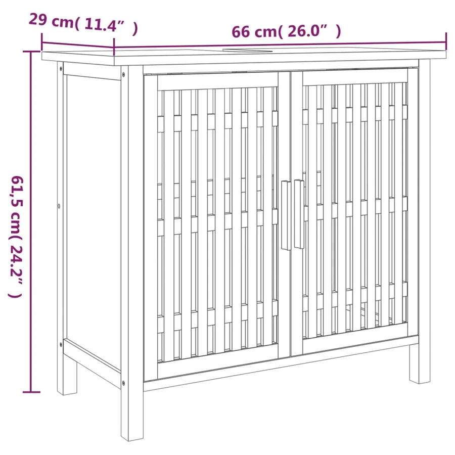 Armoire de salle de bain 66x29x61,5 cm Bois massif de noyer - 7