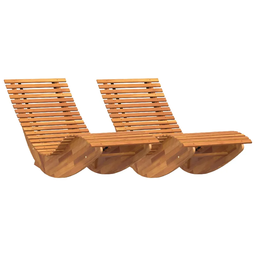 Chaises longues basculantes lot de 2 bois d'acacia - 2