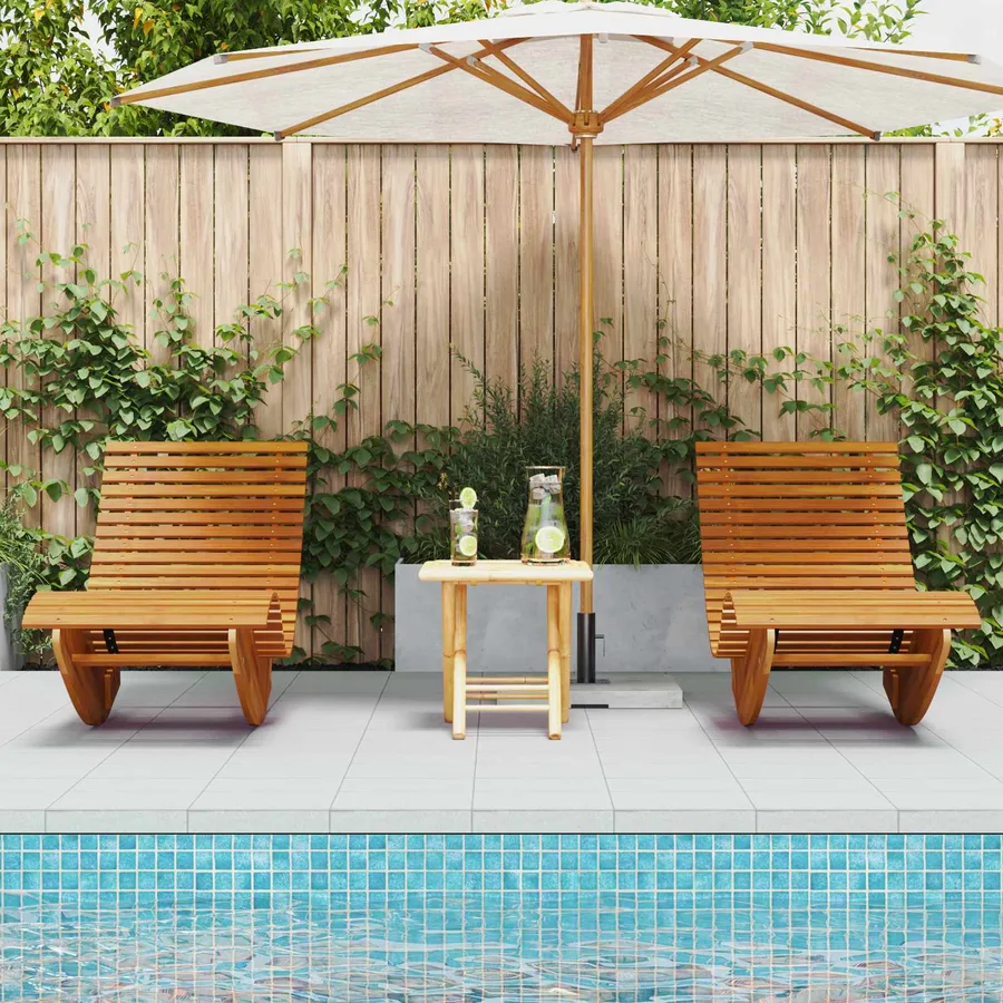 Chaises longues basculantes lot de 2 bois d'acacia - 3