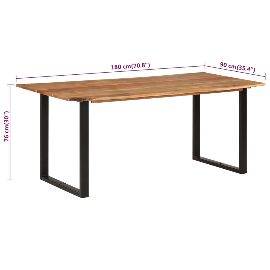 Table de salle à manger 180x90x76 cm Bois d'acacia massif - 8