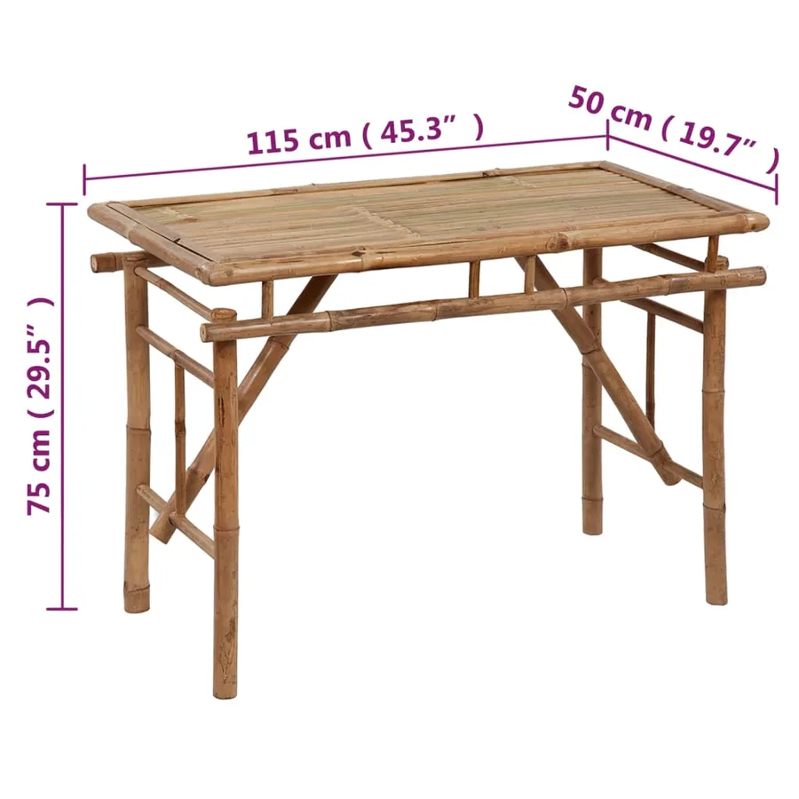 Table de jardin pliable 115x50x75 cm Bambou - 4
