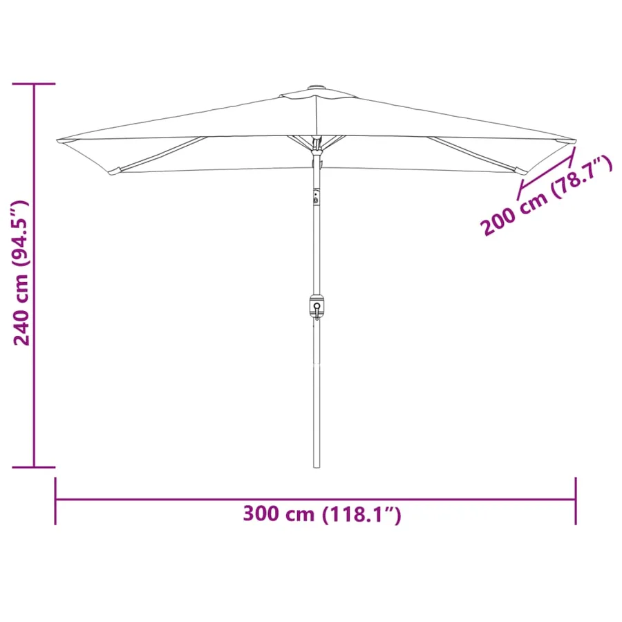 Parasol 200 x 300 cm Blanc sable Rectangulaire - 8