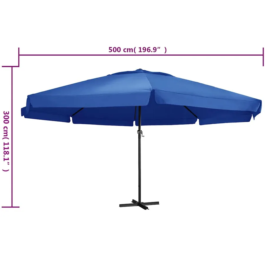 Parasol de jardin avec mât en aluminium 500 cm bleu azuré - 6