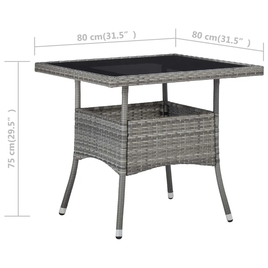 Ensemble à manger de jardin 5 pcs Résine tressée et verre Gris - 13