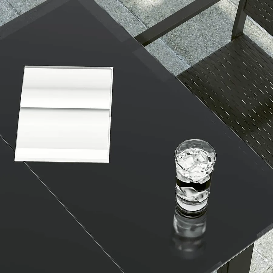 Table à dîner de jardin Noir 80x80x74 cm Acier et verre - 4