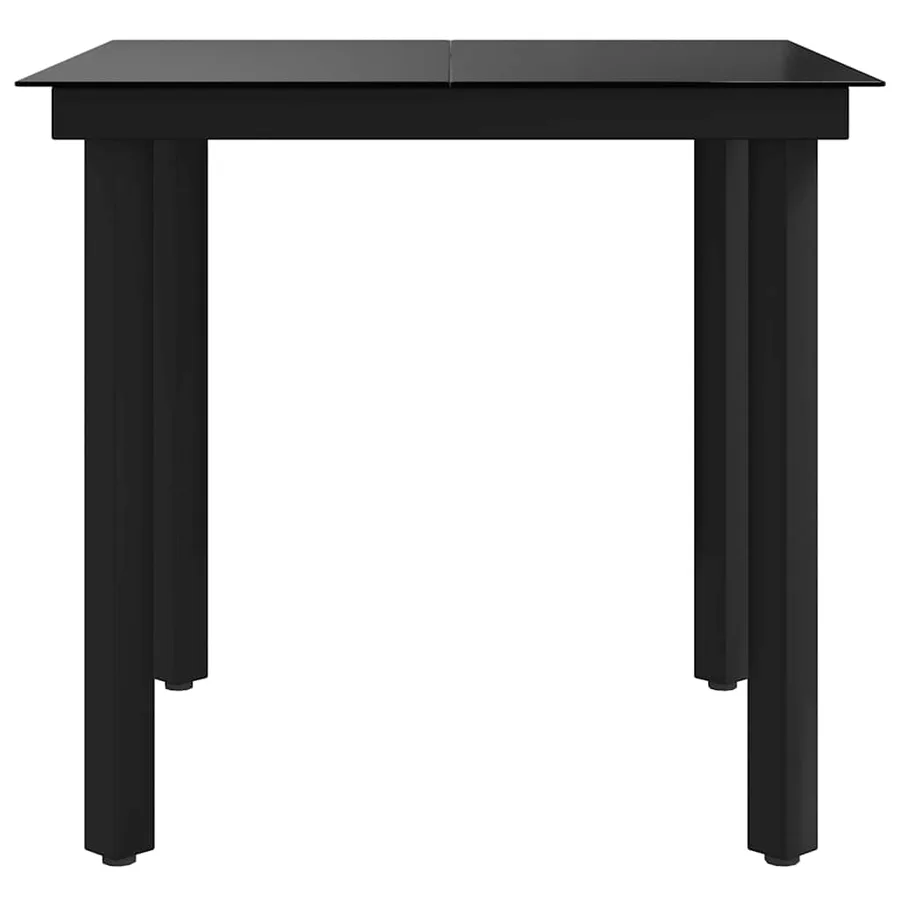 Table à dîner de jardin Noir 80x80x74 cm Acier et verre - 5