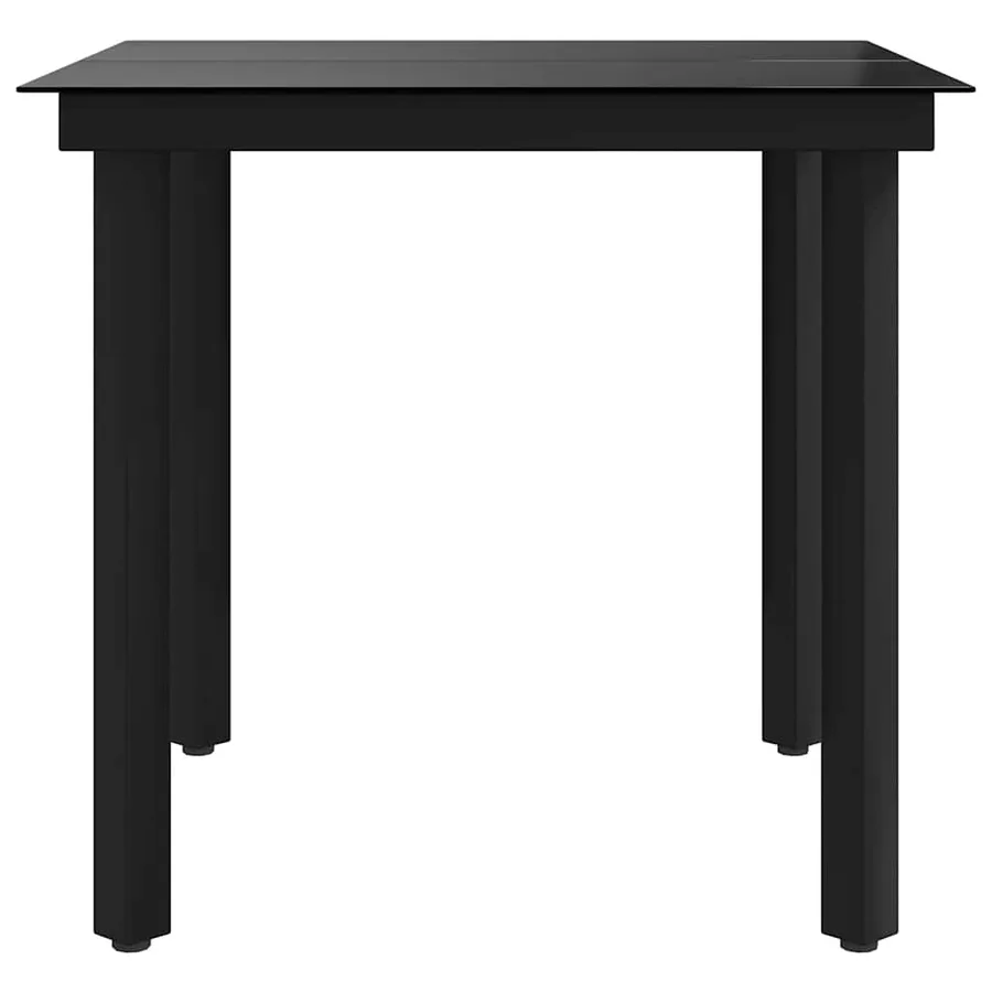 Table à dîner de jardin Noir 80x80x74 cm Acier et verre - 6