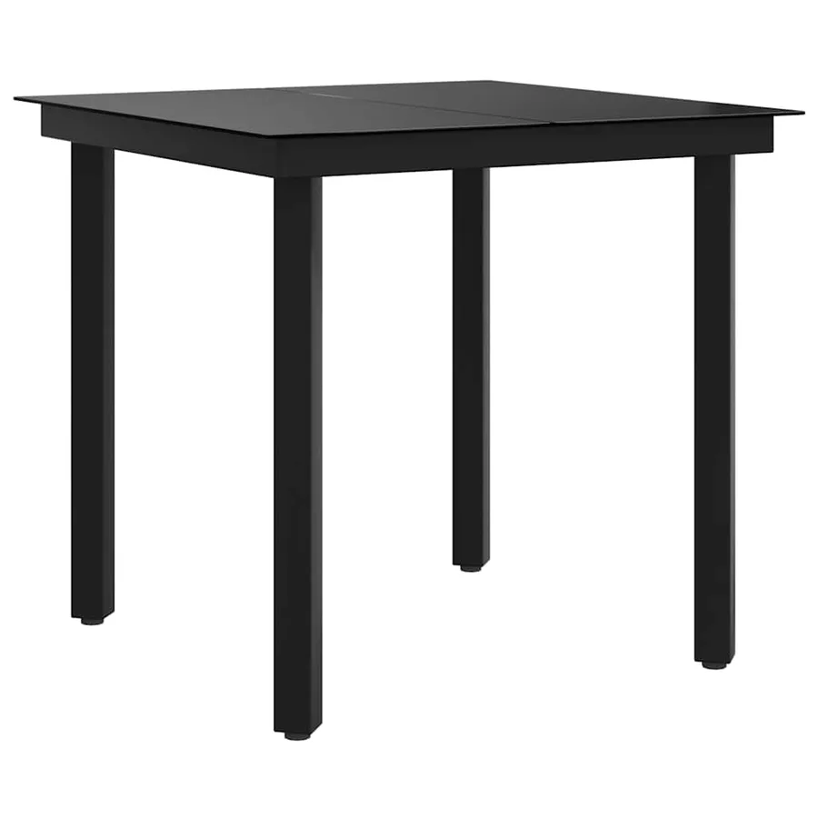 Table à dîner de jardin Noir 80x80x74 cm Acier et verre - 7