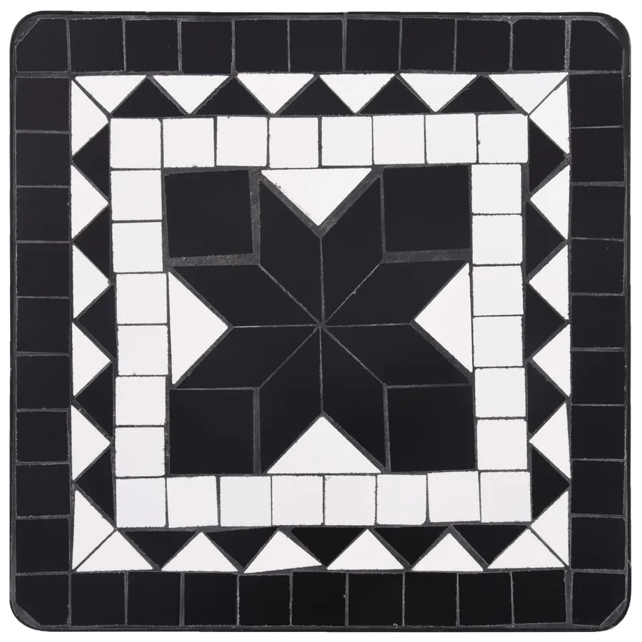 Table de bistro mosaïque noir et blanc Céramique - 4