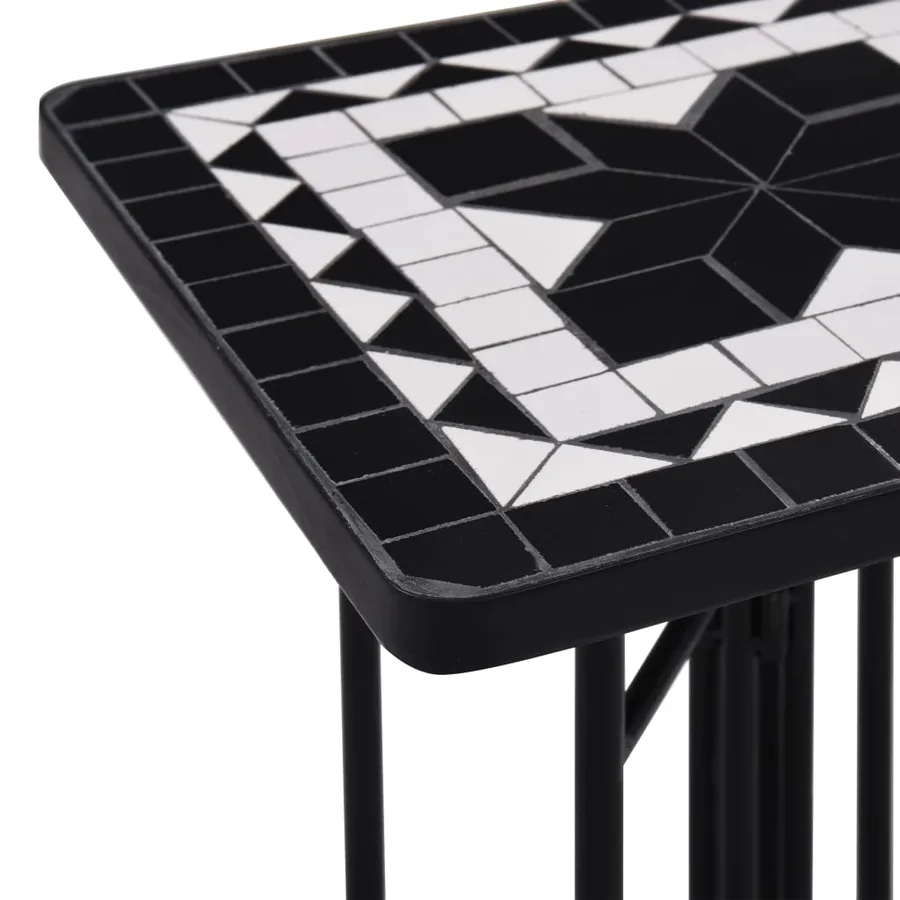 Table de bistro mosaïque noir et blanc Céramique - 5