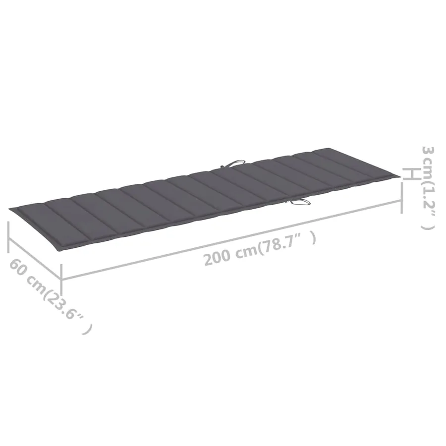 Chaises longues lot de 2 avec table et coussins Acacia solide - 20