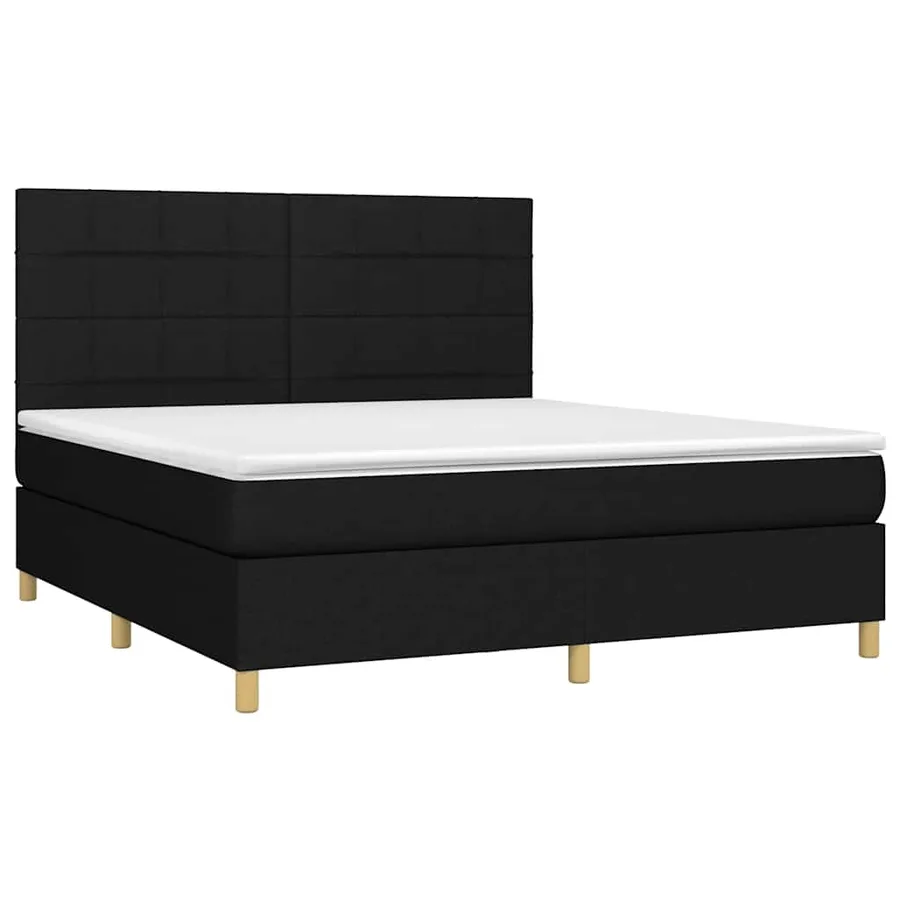 Sommier à lattes de lit et matelas et LED Noir 180x200 cm Tissu - 3