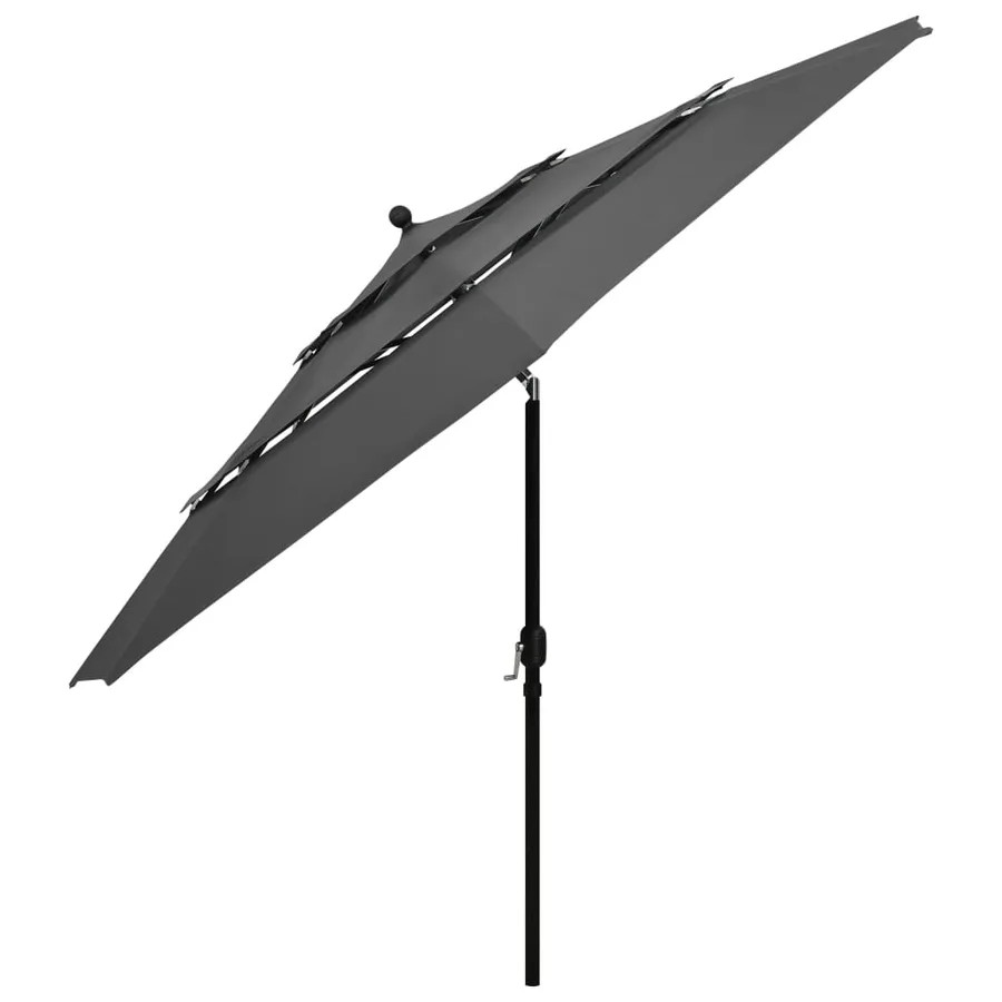 Parasol de jardin à 3 niveaux avec mât en aluminium anthracite - 3