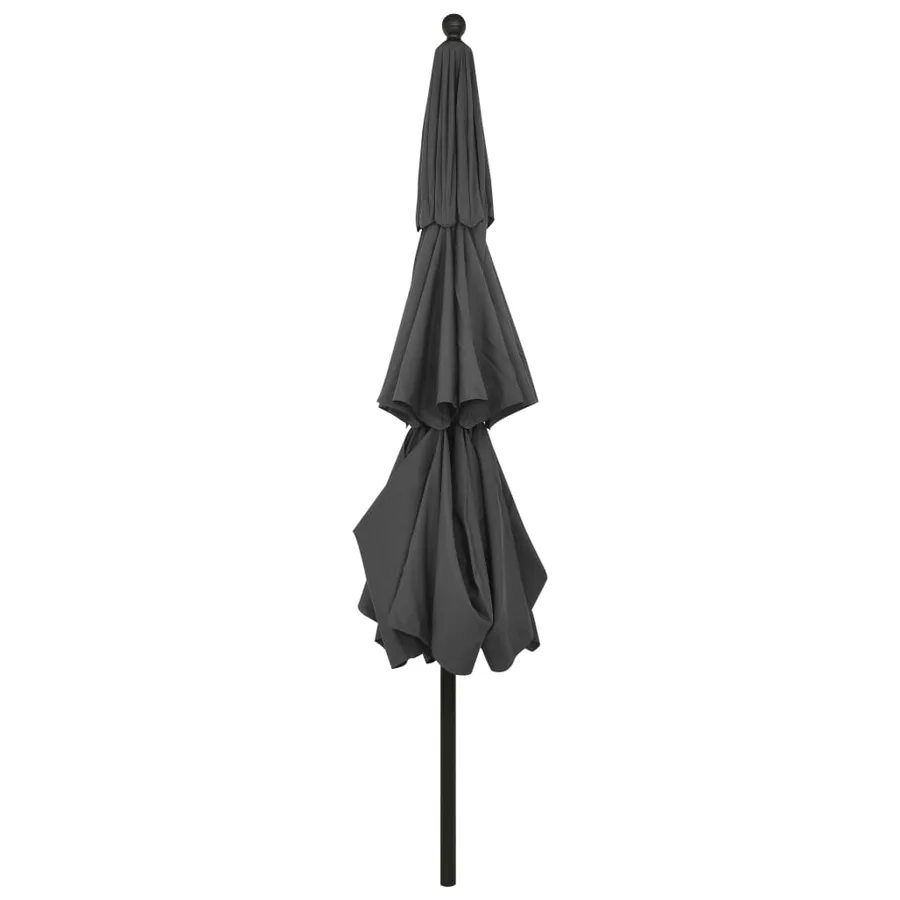 Parasol de jardin à 3 niveaux avec mât en aluminium anthracite - 4