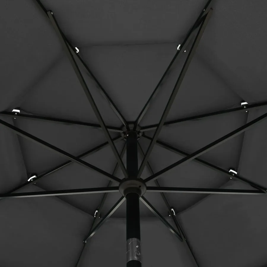 Parasol de jardin à 3 niveaux avec mât en aluminium anthracite - 5