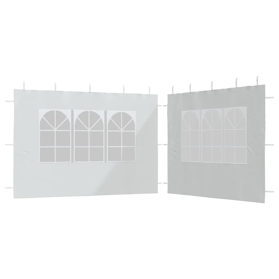 Paroi de tente de réception 2 pcs avec fenêtre PE Blanc - 2