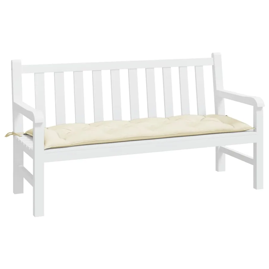 Coussin de banc de jardin blanc crème 150x50x7 cm tissu oxford - 3