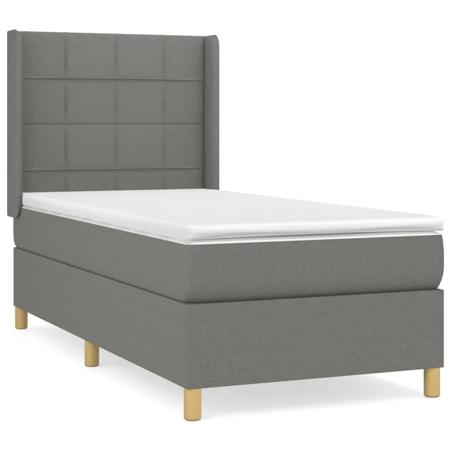 Sommier à lattes de lit avec matelas Gris foncé 90x200 cm Tissu - 2