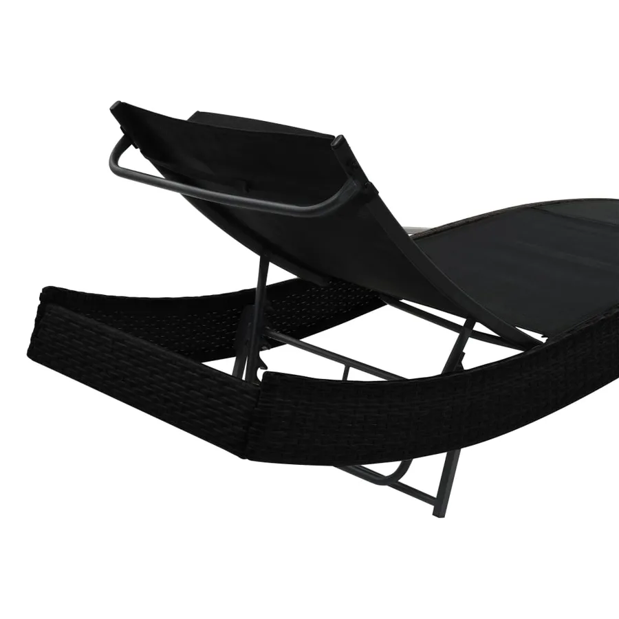 Chaise longue avec oreiller Résine tressée Marron - 10