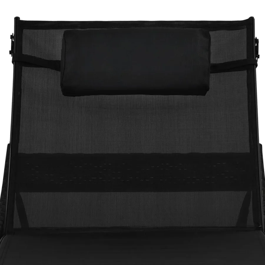 Chaise longue avec oreiller Résine tressée Marron - 11