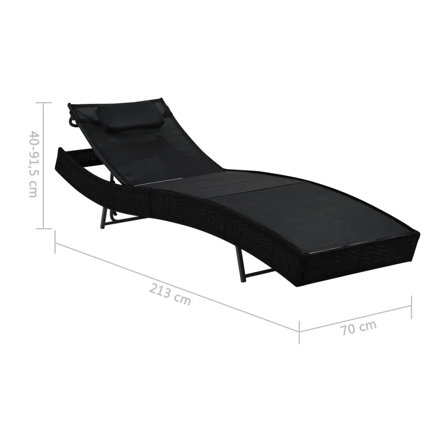 Chaise longue avec oreiller Résine tressée Marron - 12
