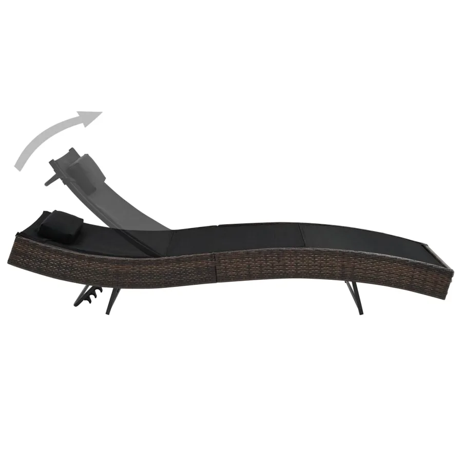 Chaise longue avec oreiller Résine tressée Marron - 2