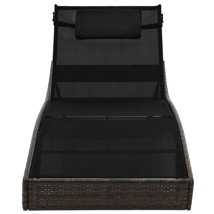 Chaise longue avec oreiller Résine tressée Marron - 3