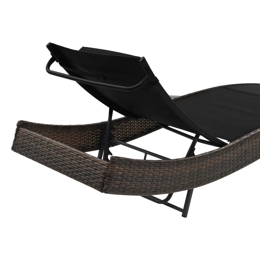 Chaise longue avec oreiller Résine tressée Marron - 4