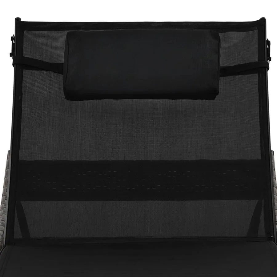 Chaise longue avec oreiller Résine tressée Marron - 5