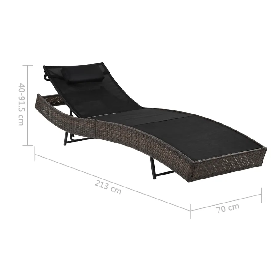 Chaise longue avec oreiller Résine tressée Marron - 6