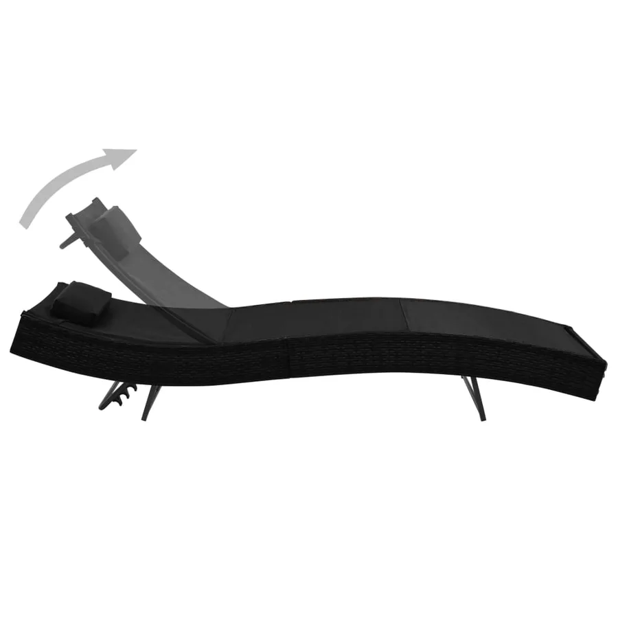 Chaise longue avec oreiller Résine tressée Marron - 8